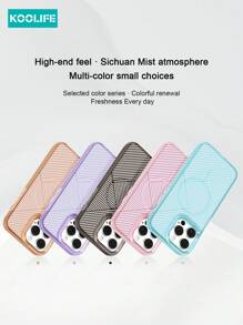Koolife 1pc Fine Circle Magnetic Anti-Slip Anti-Sweat PC+TPU Splicing Striped Phone Case, Matte Texture, Raised Camera Protection, Suitable Compatible With Apple IPhone11/12/12pro/12plus/13/13pro/13promax/14/14pro/14promax/15/15plus/15pro/15promax/16/16plus/16pro/16promax/16e