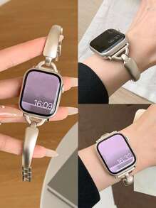 1pc Luxury Glitter Stainless Steel Jewelry Clasp Narrow Bracelet Band Compatible With Apple Watch Ultra 3/2/1, SE, Series 9/8/7/6/5/4/3/2/1, Fashionable Summer New Arrival