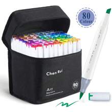 Chen Rui Chen Rui 48/60/80/120/168/180 Colors Dual Tip Art Art Markers Brush & Chisel Permanent Marker Pens With Base Perfect For Artist Adults Anime Coloring Sketching Illustrations And Card Making Gift For Christmas And New Year Back To School- Refillable