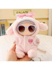 17cm Hanging Ornament Outfit, Blue & Pink Shark Suit, Rabbit Suit Plush Doll Clothes, Cute & Adorable (Clothes Only), Blind Box Hanging Ornament Doll Outfit, Suitable For Daily Wear, Festivals, Birthday Gifts, Doll Collection, Outdoor Activities And More