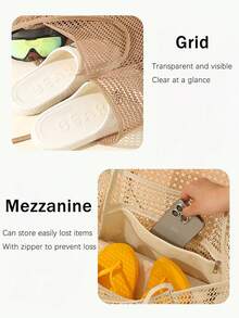 网眼沙滩包，女士单肩手提包，大容量可折叠网眼泳包，带口袋，洗漱用品和游泳装备收纳袋，沙滩度假配件手提包 - 彩色 - 查看 8