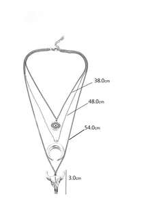 1 件复古西部风格三层合金恶魔之眼、牛仔、牛头、月亮吊坠项链，适合女士日常佩戴 - 復古銀色 - 查看 3