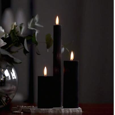 1 vela de coluna com nervuras - 2 velas com nervuras de 6'', com aroma de cera de soja, para casamento, quarto, aniversário, dia dos namorados (rosa, vermelho, preto, marrom)