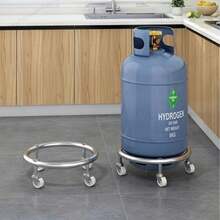 Heavy Duty Stainless Steel Cylinder Cart With Locking Casters - Safe For Transporting Standard Propane Tanks - Propane Tank Holder - Silver - View 5