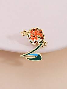 1 件优雅休闲锌合金花卉和小鸟卡通胸针，时尚可爱的花朵装饰，适合所有季节办公室配饰衬衫夹克珠宝圣诞节万圣节 - 彩色 - 查看 2