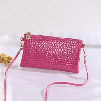 1pc Women's Small Shoulder Bag, Crocodile Embossed Crossbody Bag, Phone & Coin Purse