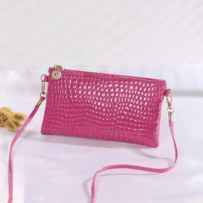 1 pezzo Borsa a tracolla piccola da donna, borsa a tracolla con stampa coccodrillo, portafoglio per telefono e monete