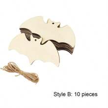 10 件未完成的空白木制蝙蝠吊坠，DIY 木制蝙蝠装饰，轻巧优雅的木制装饰适用于万圣节派对、户外装饰、家居装饰、卧室装饰万圣节装饰秋季装饰