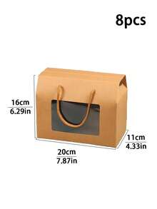 4 件/8 件白色手持窗盒，适用于饼干、夹心饼干、苏打饼干、马卡龙、糖果、迷你蛋糕和零食，适合生日、派对、婚礼礼品包装