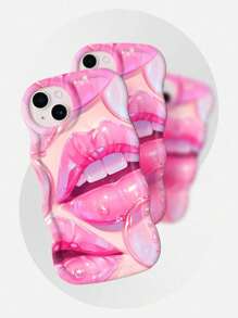 Luminous Textured Wavy Lips Phone Case Compatible With Apple, Honor, Redmi Note, Moto, OPPO Phones