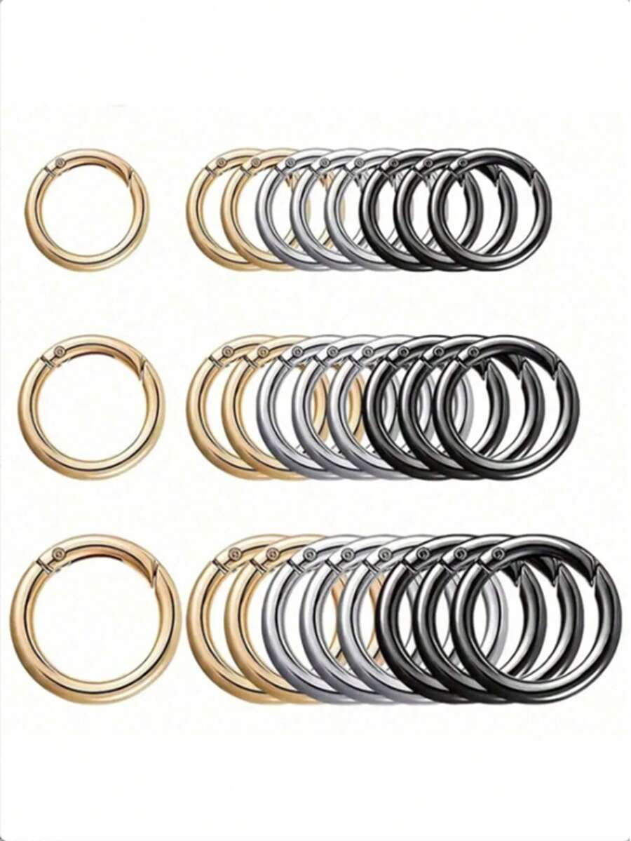 8pcs Spring O-Ring Alloy Buckle, Portable Hook Clip Key Ring DIY Accessory For Keychains, Bags, Wallets, Handbags, And Pet Leashes - Multicolor - View 1
