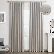 Beige Linen% Blackout Curtains 84 Inch Long, Rod Pocket/Back Tab/Hook Belt/Clip Rings, Thermal Insulated Drapes Bedroom Living Room With Hooks (1 Panel, 60 X 84), Stylish Window Treatments - 銀色 - 查看 1