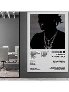 1pc Ken Poster Carson A Great Chaos Music Album Cover Posters Pictures Prints Canvas Painting Printing Poster Wall Art Picture For Living Home Decor Bed Room Office Bar Aesthetic Decor No Frame