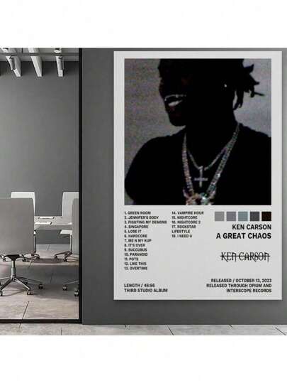 1pc Ken Poster Carson A Great Chaos Music Album Cover Posters Pictures Prints Canvas Painting Printing Poster Wall Art Picture For Living Home Decor Bed Room Office Bar Aesthetic Decor No Frame