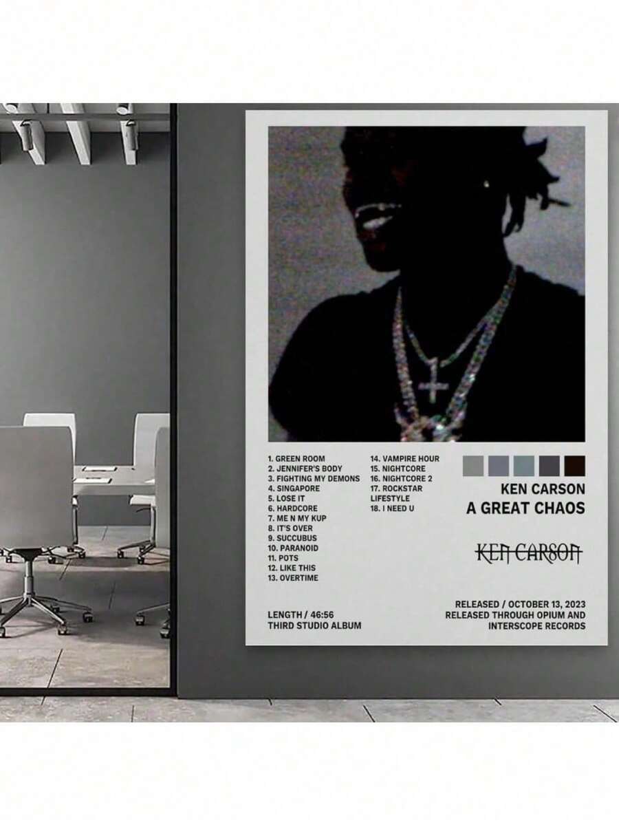 1pc Ken Poster Carson A Great Chaos Music Album Cover Posters Pictures Prints Canvas Painting Printing Poster Wall Art Picture For Living Home Decor Bed Room Office Bar Aesthetic Decor No Frame
