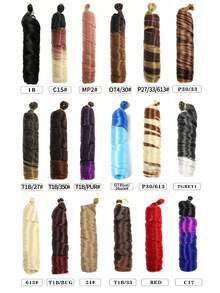 22英寸法式辫子假发，合成耐热接发，有巧克力棕、白色、粉色、紫色等多种颜色可选，长款自然波浪卷曲钩针假发，蓬松波浪辫子假发，适合女性日常佩戴、节日派对和角色扮演。 - 彩色 - 查看 2