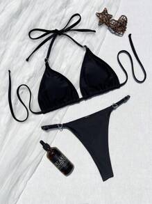 Women's Beach Vacation Sexy Black Bikini Style
