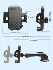 Universal Telescopic Car Phone Holder – Adjustable For Dashboard & Windshield, 360° Rotation, Retractable Arm, Supports Suction Cup & Air Vent Mounting, Fits All Smartphones & Vehicles, Ideal For GPS Navigation & In-Car Use - Black - View 9