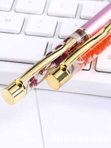 Personalizowany długopis z suszonymi kwiatami, kreatywny, minimalistyczny, ręcznie robiony metalowy długopis z suszonymi kwiatami, prezent na powrót do szkoły, prezent dla przyjaciół, artykuły biurowe i szkolne, dekoracje świąteczne, długopis z płynnym pisaniem, nowa praca, artykuły biurowe - Suszony kwiat gipsówki w formie długopisu - Zobacz 3