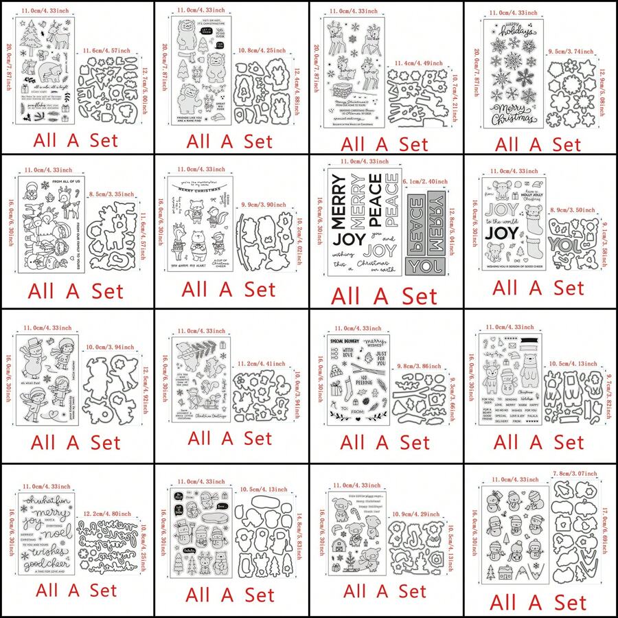 16 件圣诞装饰金属切割模具套装，碳钢模具工具，适用于切割、压花、剪贴簿、贺卡、家居装饰项目