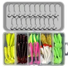 Long-Distance Casting Lure Set, T-Tail, Soft Bait, Soft Worm, Lead Hook, Mandarin Fish, Bass, Black Carp, Grouper Box Lure(Soft Bait Mixed Delivery)