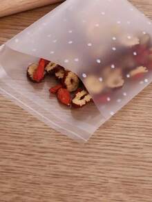 100 个自封波尔卡圆点磨砂袋 - 透明带白点，适合饼干、糖果、节日礼物和烘焙用品、烘焙必需品 - 無色 - 查看 6