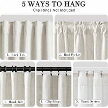 Beige Linen% Blackout Curtains 84 Inch Long, Rod Pocket/Back Tab/Hook Belt/Clip Rings, Thermal Insulated Drapes Bedroom Living Room With Hooks (1 Panel, 60 X 84), Stylish Window Treatments - Caramel Brown - View 3