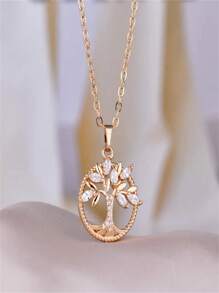 1 pezzo Collana con ciondolo unico e brillante Albero della Vita, regalo di gioielleria alla moda per compleanni, feste, commemorazioni