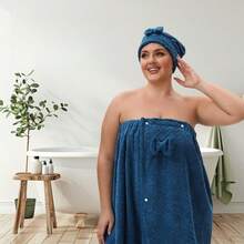 1 Set Bathrobe & Hair Towel, Plus Size Up To 300lbs, Large Absorbent Bathrobe & Wrap Skirt