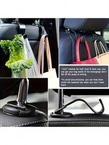 2/4pcs Multi-Function Car Seat Back Storage Hooks - Black - View 7
