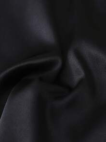 两件套缎面纯色睡衣套装，长袖翻领上衣和蝴蝶结长裤，女士家居服，秋冬服装 - 黑色 - 查看 8