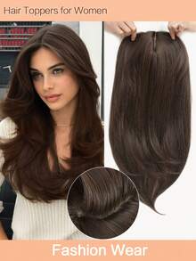 Hair Toppers For Hair Loss 18inch Hair Pieces For Women 6.5X6.5 Inch Hair Topper Adding Extra Hair Volume, Brown Straight Hair Toppers For Women