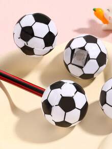 5 件装返校欧洲杯足球卷笔刀、削笔器、铅笔刀、学生手动卷笔刀、办公用品和学习学校用品、可爱单孔塑料外壳卷笔刀、不锈钢刀片、学生文具礼物、可滚动、快速削铅笔 - 黑與白 - 查看 6