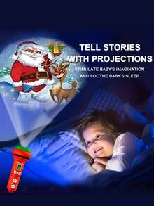 Dziecięca latarka z projektorem i lampką świąteczną – wzór Świętego Mikołaja/płatka śniegu, latarka projekcyjna LED, idealna jako prezent i dekoracja świąteczna (latarka, slajd projekcyjny, kolor i styl losowy)