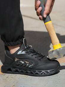 1 Paar Stahl Zehenschuhe für Herren, leichte Sicherheitsschuhe, Sneaker, bequeme durchstichsichere Slip-On EVA-Sohle, unzerstörbare Outdoor-Arbeitsschuhe aus Stahl mit Zehenkappe, Trainingsschuhe und modische Turnschuhe