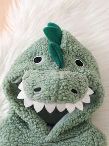 Disfraz de dinosaurio de Halloween para bebé, mono de peluche sin mangas con capucha, ropa divertida para fiesta - Verde - Ver 4