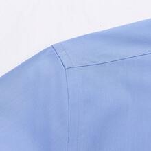 [Tedelon]56% Polyester 40% Cotton 4% Spandex ,Slim Fit Dress Shirt - White Formal/Casual Shirt With Contrast Collar & Cuff Details, Breathable Cotton Blend For Business, Daily Wear - 淺藍 - 查看 2