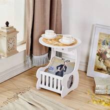 1 pieza Mesa cuadrada para balcón, mesa auxiliar, mesa de centro o mesa auxiliar para sofá de sala de estar para dormitorio - Blanco - Ver 7