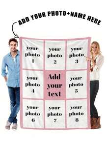 1 件定制照片毯、带有照片和文字的个性化法兰绒毯、办公室午睡毯、舒适毯、母亲节/父亲节父母礼物、床上用品毯、定制文字毯、个性化家居毯、定制姓名毯、带有图片和文字的个性化家庭毯、定制盖毯 - 彩色 - 查看 2