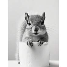 1 peça preto e branco fofo animal e papel higiênico pôster leão coruja gato cachorro pintura em tela arte de parede banheiro sala de estar decoração de casa presentes aniversário formatura