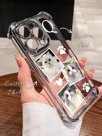 1pc Customized Phone Case, DIY 3 Pet Photos, 1 Personalized Letter, Dog/Cat Paw Print Pattern Compatible With IPhone 17 Pro Max/16 Pro Max/15 Pro/14 Plus/13/12/11/XR/XS MAX And S25 Ultra/S24 Ultra/S23 Ultra/S22 Ultra/S21 Ultra/S21 Plus/S21 FE/S20 FE, Fashionable, Colorful, Cute, Fun, Minimalist, Matching Phone Case, Kawaii Customized, Personalized, Unique, Ideal Gift For Boyfriend/Girlfriend
