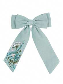 1 件定制花卉蝴蝶结印花名字刺绣涤纶丝带蝴蝶结发夹，适合女孩个性化名字发饰蝴蝶结花朵刺绣蝴蝶结优雅蝴蝶结刺绣发夹，适合日常发饰礼物（返校）