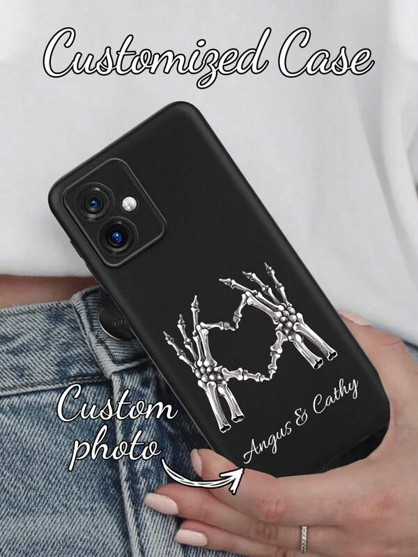 1pc Customized Love Skull Signature Couple/Friends/Family Name Black TPU Soft Phone Case For G5 G2025