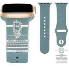 6 Peças/Conjunto Letras de Strass de Liga A-Z Adequadas para Pulseira de Silicone do , Anel Decorativo com Letra em Formato de Coração