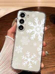 1 chiếc ốp lưng điện thoại mềm hình bông tuyết Giáng sinh, tương thích với iPhone 17/17 Air/17 Pro/17 Pro Max, Honor, Redmi, Galaxy A04e/12/A13/A14/A34/A50/A52/A53/A54/S21/S22/S23/S24/S25/S25Ultra, 6A/7A/8A, 12T/13T - Trong sáng - Xem 3