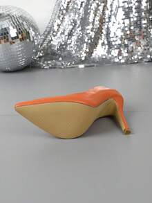 尖头高跟鞋时尚百搭细高跟低跟性感浅口鞋 - 橘色 - 查看 4