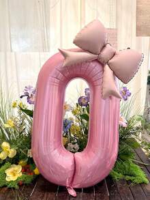 2 件/套 40 英寸粉色数字气球带蝴蝶结气球生日派对装饰周年纪念装饰 - 粉色 - 查看 12