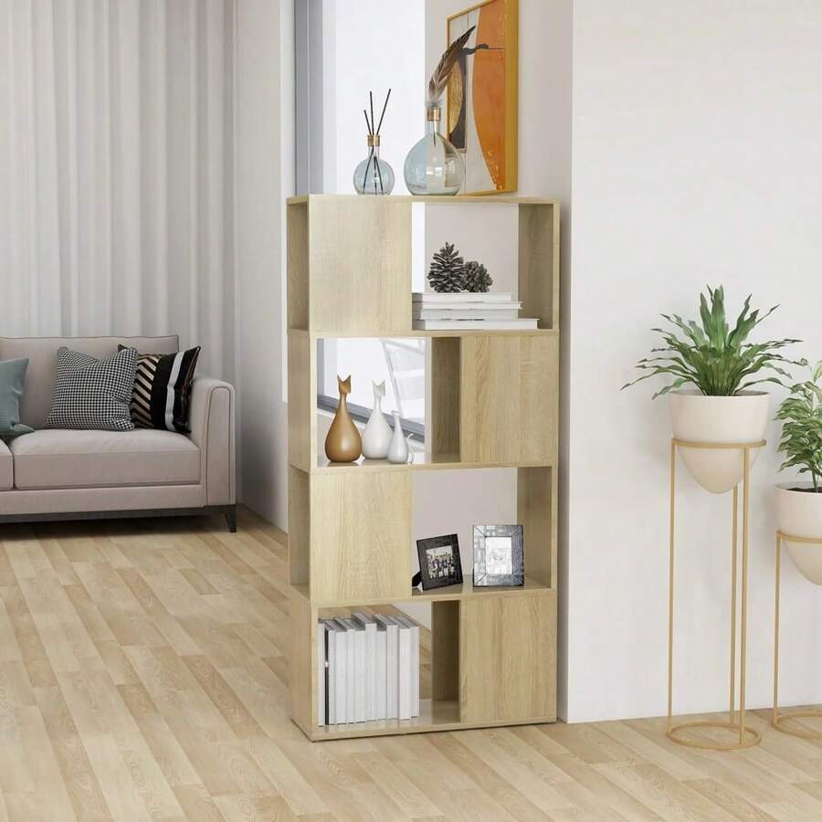 Bücherregal Raumteiler Sonoma-Eiche 60x24x124,  5cm Holzwerkstoff - Braun - Übersicht 1