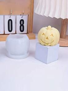 Halloween Pumpkin Silicone Mold Theme - Unique Eye, Nose, And Mouth Relief Design, DIY Handmade Candle Making, Indoor Ornament Making, Gypsum Craft Making, Suitable For Handicraft Art Enthusiasts, Halloween Festival Decorations, Creating A Festive Atmosphere Home Decor Halloween Decor Room Decor - White - View 6