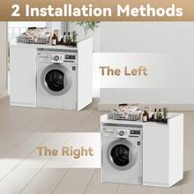 AYYDS Modern Washer And Dryer Cabinet With Storage Space – 96 X 62 X 90 Cm, Laundry Cabinet, Storage Space – Space-Saving Organizer For Kitchen, Bathroom (White) - 白 - 查看 5